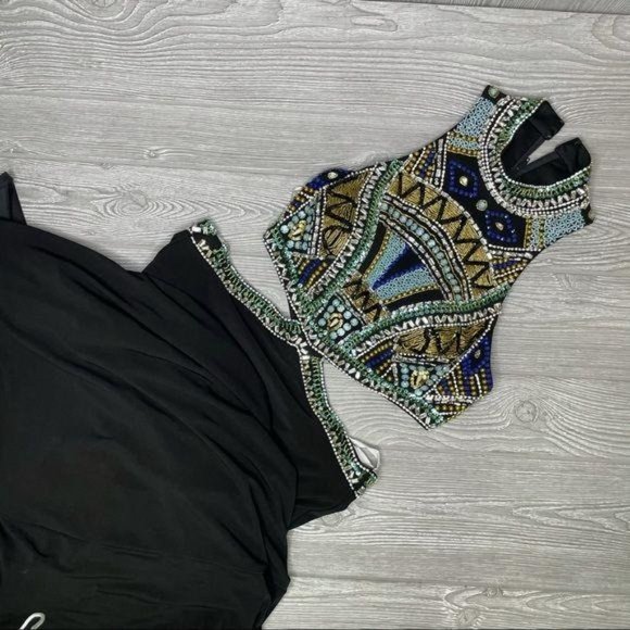 Nwt envious couture beaded rhinestone dress / gown prom formal sleeveless dress - Picture 12 of 16